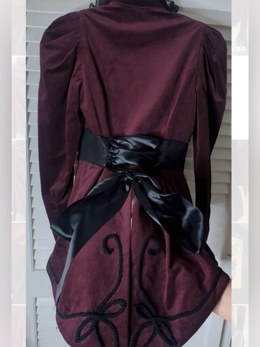 STEP in TIME by Lip Service Black/Burgundy Lace Corduroy Jacket w/ Tails M
